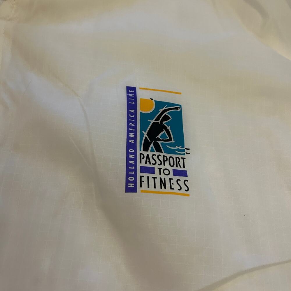 Vintage 90s Passport to Fitness Windbreaker Jacket | XL | Blue & White - Picture 10 of 12
